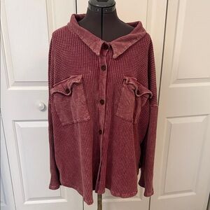 BUCKETLIST Maroon Textured Button Down Shirt